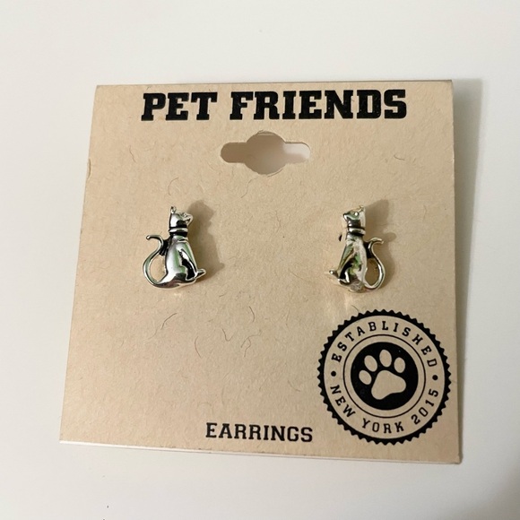 Silver Cat Earrings by Pet Friends - Picture 9 of 10